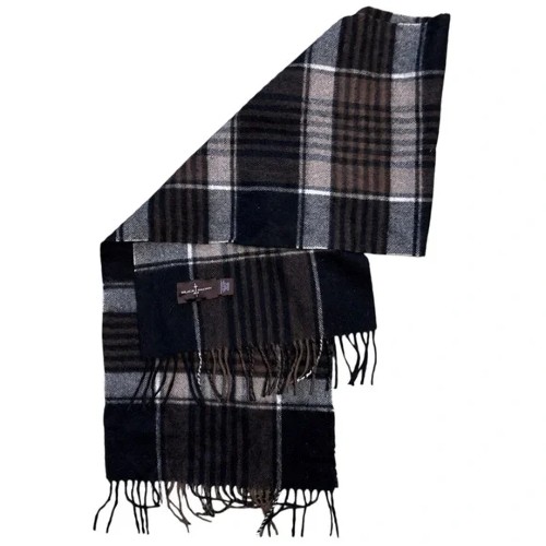 Black-Brown-1826-100-Cashmere-Black-Brown-Plaid-Woven-Scarf