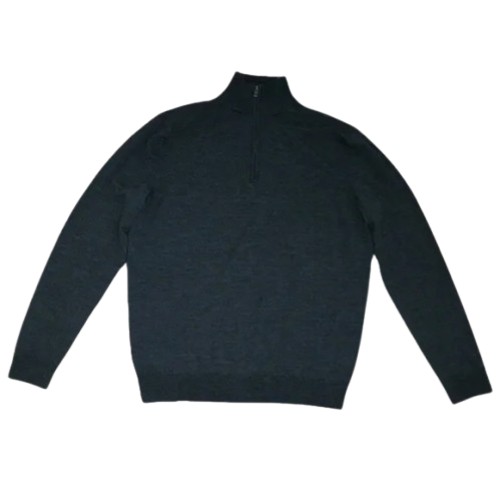 Black-Brown-Mens-Quarter-Zip-Sweater-Long-Sleeve-Gray